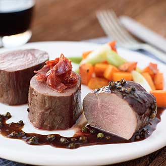 Seared Venison Tenderloin in Peppercorn Sauce Recipe